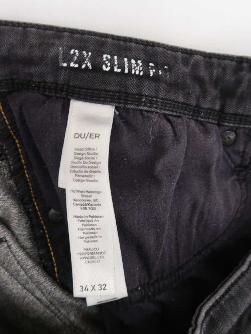Duer Fireside Slim Jeans Mens 34x32 Black Fleece Lined L2X Performance Stretch - Picture 10 of 13